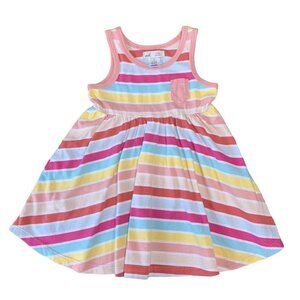 PEEK Rainbow Striped Dress Girls 12-18 Mos L Toddler Girl Sun Dress Stripes EUC